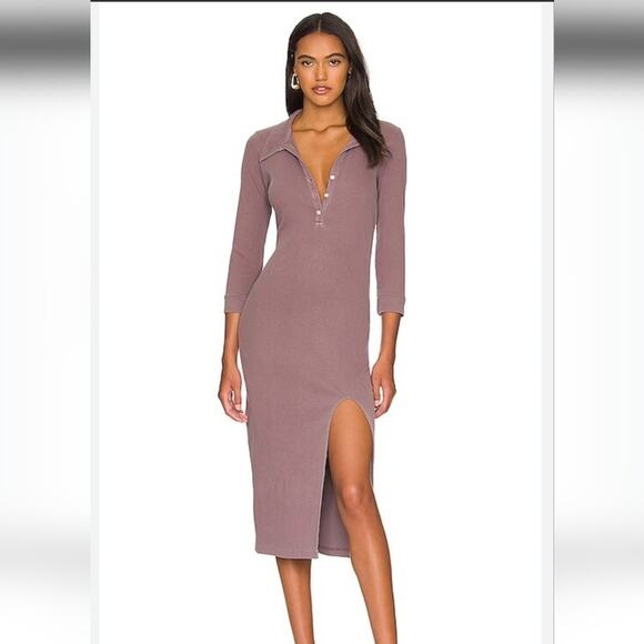 NSF Mia Polo Dress in Pigment Rouge Size Medium NWT Midi Long Sleeve - Picture 1 of 14